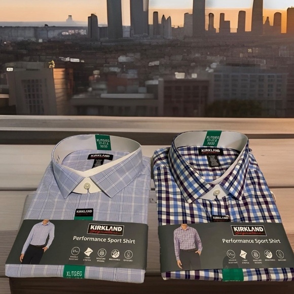 2 Men's Performance Sport Shirt, Multi, XL 17-17.5 32/33 NWT Quick Ship - Picture 7 of 9